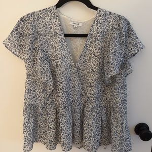 Madewell Georgette Flutter Sleeve Peplum Top